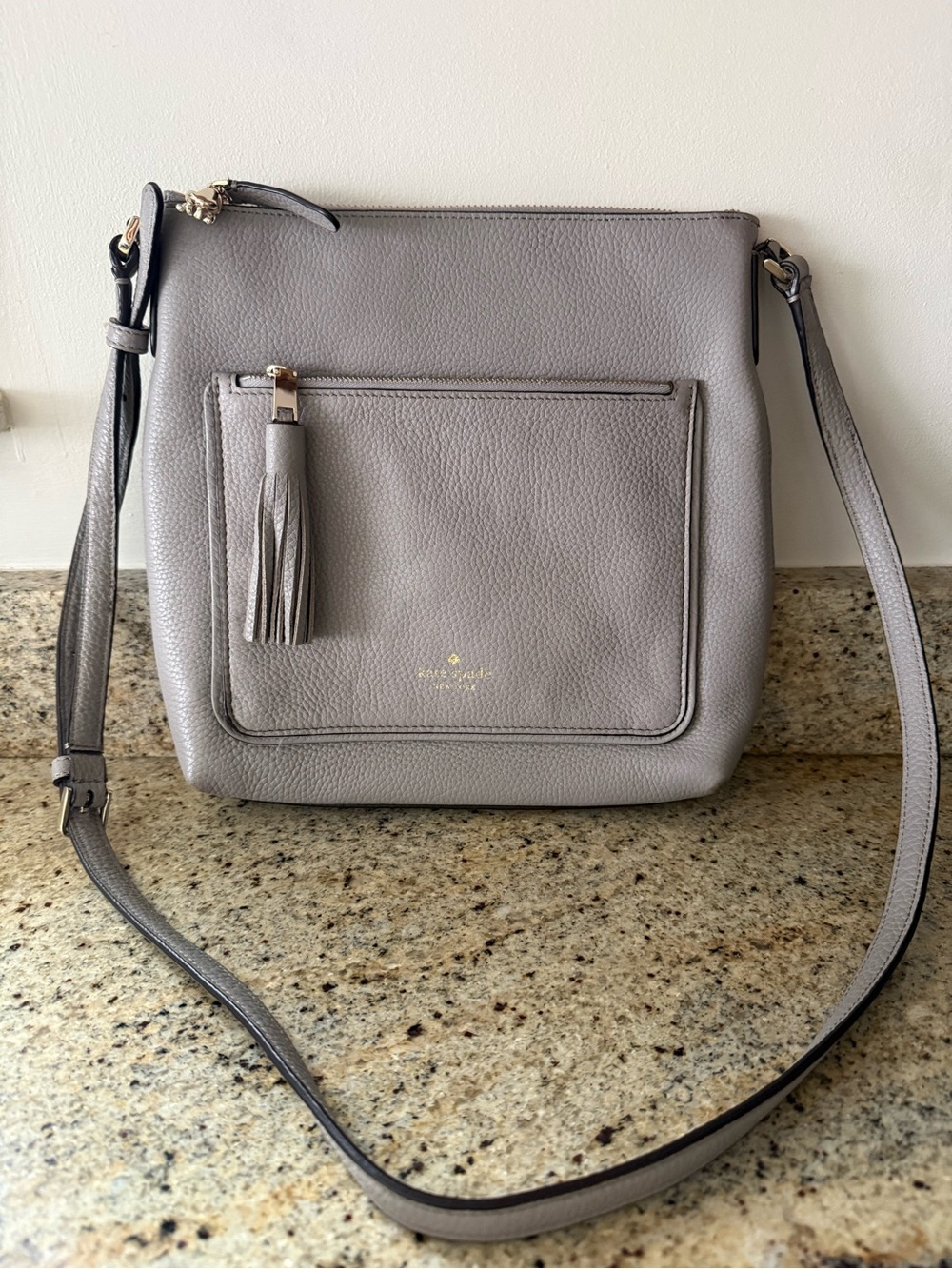 kate spade Pebbled Leather Crossbody Bag in Gray
